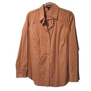 Ann Taylor Button down Fitted Back dress office Shirt Blouse sz L